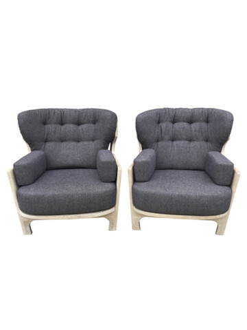 Pair of Guillerme & Chambron Oak Armchairs 68085