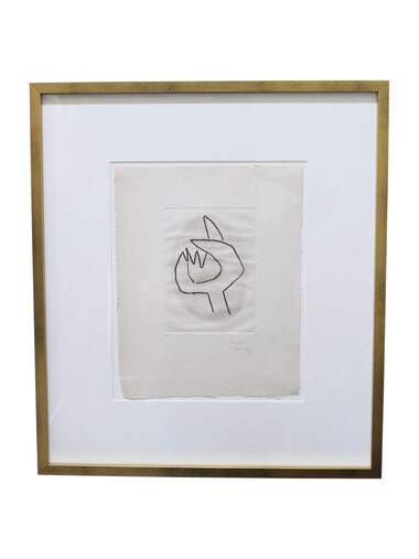Mid Century Limited Edition French Pencil Drawing, Framed 43237