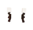 Pair of Limited Edition Bronze and Vintage Leather Sconces 36977