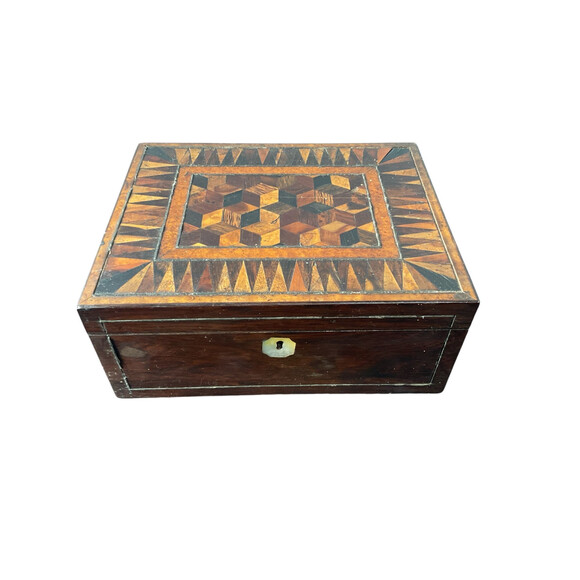 Highly Decorative 19th Century Inlaid Wood Box 76580