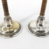 Fine Pair of Arts & Crafts Wooden and Silver Candle Holders 67665