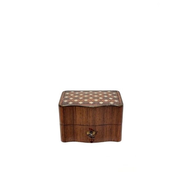 English 19th Century Inlaid Wood Box 73423