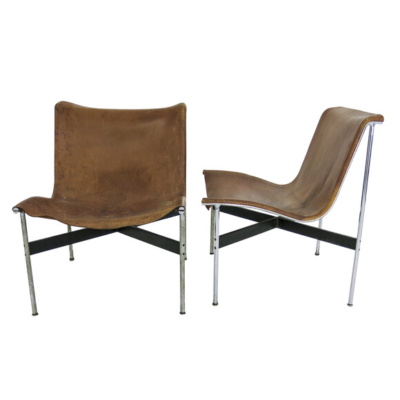 Pair Italian Leather Chairs 11824