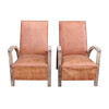 Pair of Mid Century French Leather Arm Chairs 43438