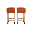 Lucca Studio Pair of Percy Saddle Leather and Oak Stools 77598