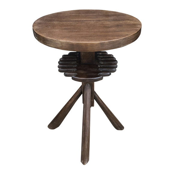 Lucca Studio Walnut Side Table with Base Detail 43557