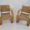 Pair French Woven Rope Arm Chairs 8499