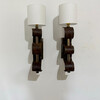 Pair of Lucca Studio Currier Sconces in Bronze and Leather 75974