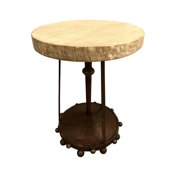 Belgian Oak and Iron Side Table 35880