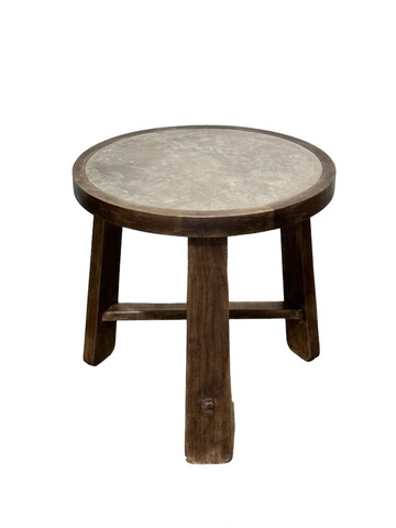 Lucca Studio Merlin Walnut and Concrete Top Side Table 64508