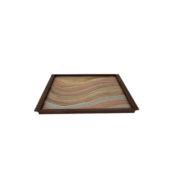 Limited Edition Walnut Tray with Vintage Italian Marbleized Paper 76293