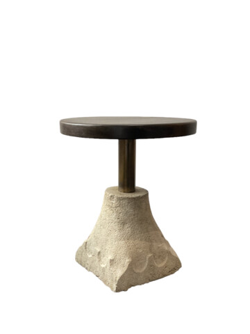 Limited Edition Side Table of Walnut and Antique Stone 65613