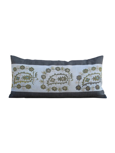 Large Lumbar Pillow of Antique Turkish Metallic Embroidery 25684