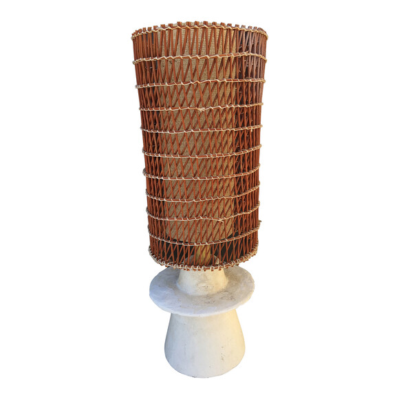French Plaster Base and Woven Rattan Shades 33527