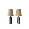 Pair of Studio Ceramic Lamps with Custom Burlap Shades 75362