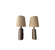 Pair of Studio Ceramic Lamps with Custom Burlap Shades 75362