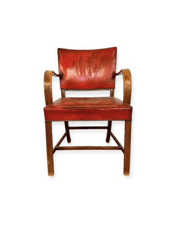 Early Fritz Hansen Leather Arm Chair 59365