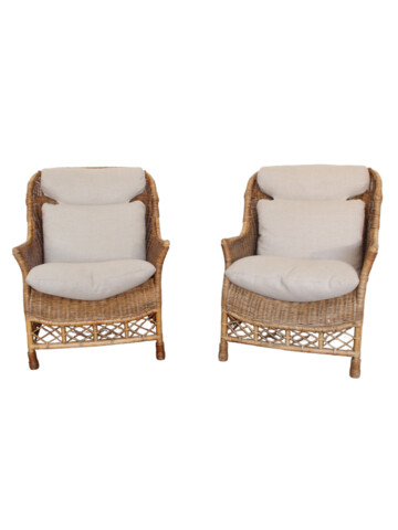 Pair of Danish Woven Rattan Arm Chairs 48849