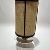 Limited Edition Bronze Lamp with Custom Burlap Shade and Oak 69861