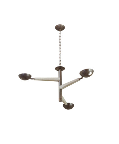 Lucca Limited Edition Oak and Brass Chandelier 48831
