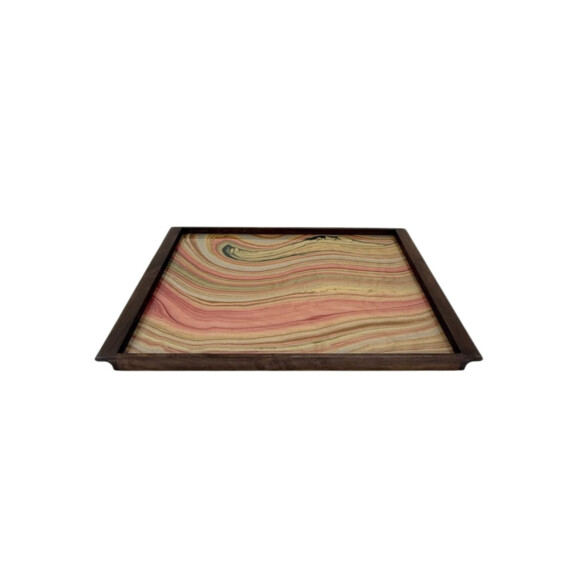 Limited Edition Walnut Tray with Vintage Italian Marbleized Paper 76405