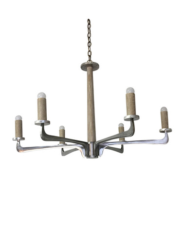 Lucca Studio Porto Oak and Stainless Chandelier 44959