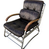 Single French Vintage Chrome with Leather Cushions Armchair 40303