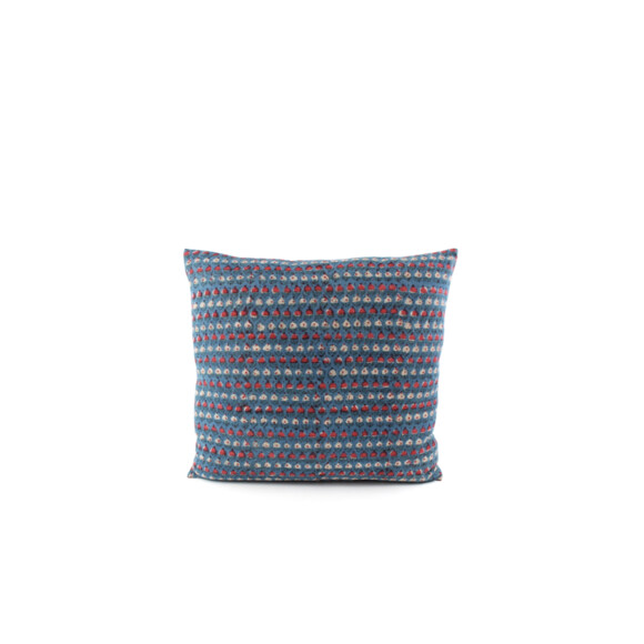 Antique Indigo Batik and Stripe Textile Pillow 58038