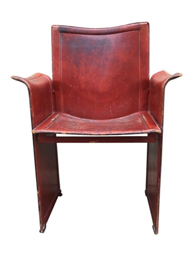 Single Vintage Matteo Grassi Leather Arm Chair 38036