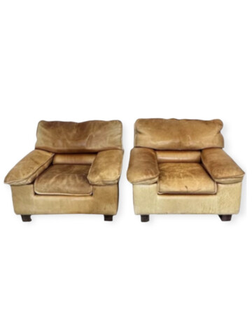 Pair of  Danish Leather Arm Chairs 79456