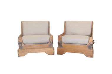 Rare 1960's Pair of Oak Arm Chairs 44750