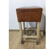 Pair Belgian Leather and Oak Stools 38422