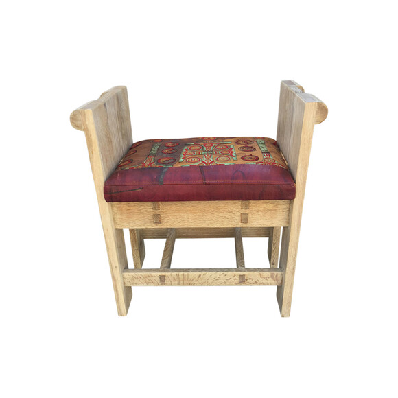 Limited Edition Bench in Solid Oak with Vintage Moroccan Leather Seat cushion 39749