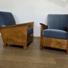 Pair of Exceptional  Burl Wood Swedish Grace Arm Chair 74797