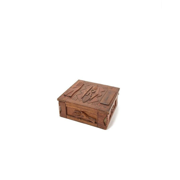 Folk Art Box With Carved Hands 68823