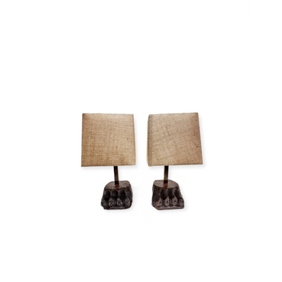 Pair of 17th Century Wood Element Lamps 74304