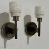 Lucca Studio Pair of Georgie Alabaster and Bronze Sconces 77767