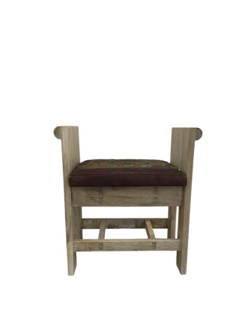 Limited Edition Oak Bench with Vintage Moroccan Leather Seat 77609