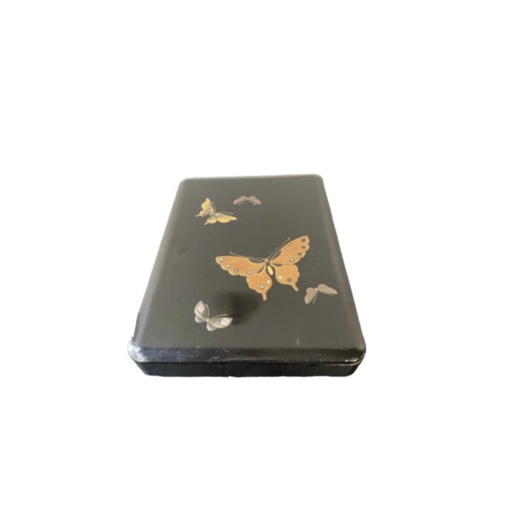 Vintage Japanese Makie Lacquer Box with Butterflies 75759