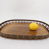 Unique Japanese Wood and Rattan Edge Vintage Tray 50122