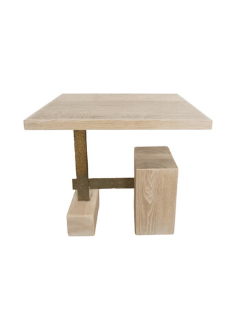 Limited Edition Modernist Oak and Brass Side Table 48956