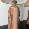 Pair of Studio Ceramic Lamps with Custom Burlap Shades 75362