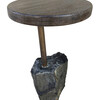 Limited Edition Stone and Oak Side Table 32757