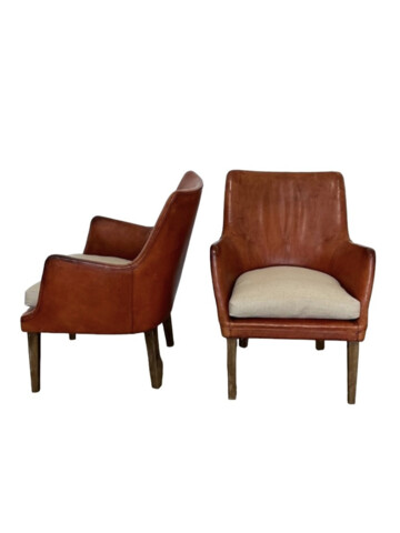 Pair of Arne Vodder Leather Chairs 74014