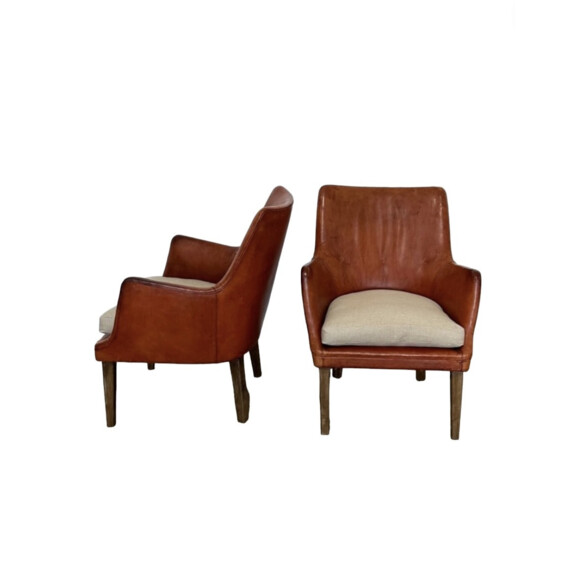 Pair of Arne Vodder Leather Chairs 74617