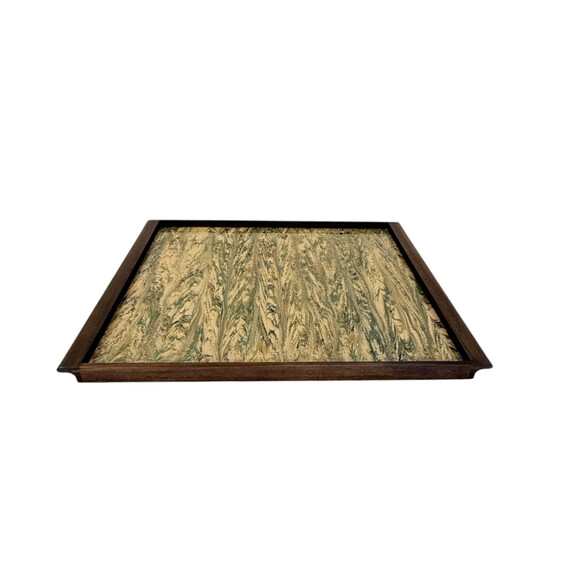 Limited Edition Walnut Tray with Vintage Italian Marbleized Paper 76278