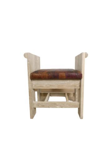 Limited Edition Oak Bench with Vintage Moroccan Leather Seat 77451