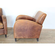 Pair of French 1940's Leather Arm Chairs 44553