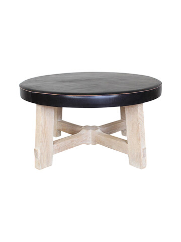 Lucca Studio Milton Round Leather Top Coffee Table 44415