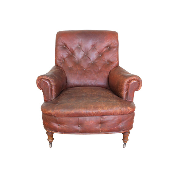 19th Century English Leather Arm Chair 42797